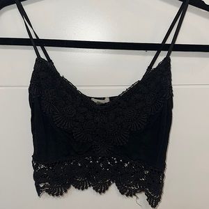 UO black lace crop top